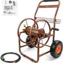 WERMAH Garden Hose Reel Cart, Heavy Duty Metal w/2 Wheels, Holds 230ft 5/8"