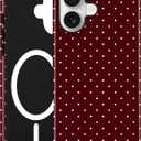 Jusy Compatible with MagSafe Polka Dot Case for iPhone 16, Cute Christmas Polka Dots Magnetic Phone Case, Soft TPU and Hard PC Protective Phone Cover for Women GirlsShiny - Burgundy