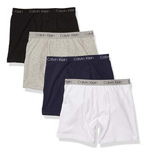 Calvin Klein Kids Boys' Modern Cotton Boxer Brief Underwear 4-Pack, Black Iris Pack, Large