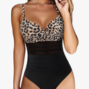 ZAFUL Women's Sexy Mesh One Piece Swimsuits Tummy Control Bathing Suit Push Up Slimming Swimwear, Size XL