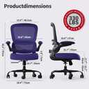 Office Chair - Ergonomic Desk Chair with Adjustable Lumbar Support, Mesh Computer Chair, Executive Chair for Home Office Comfortable Lumbar Support (Violet), Pack of 1