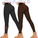 FULLSOFT Fleece Lined Leggings Women High Waisted Tummy Control Workout Winter Thermal Warm Soft Yoga Pants(Black,Brown,Small-Medium)