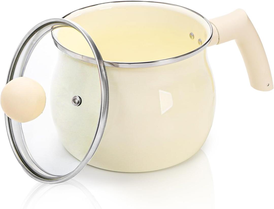 Non-Stick Sauce Pan, 2 Quart Milk Pot with Lid Long Handle, Multipurpose Cooking Pot for Butter Soup Warming, Boiling, Heating, Compatible with Gas, Electric, Induction Stovetop