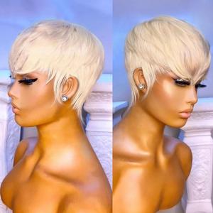 Short Blonde Wigs for Women 613 Highlight Pixie Cut Wig for Black Women Layered Blonde Wig with Bangs Pixie Haircut Synthetic Straight Natural Looking Daily Party Wigs