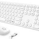 seenda Wireless Keyboard and Mouse, USB & Type C 2-in-1 Receiver, SK73-3 Full Size White Wireless Keyboard Mouse Combo, Compatible for Windows, MacBook Pro/Air, Laptop, Desktop, PC - White