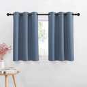 NICETOWN Window Short Curtains for Kitchen, Home Fashion Solid Grommet Top Blackout Thermal Insulated Curtain Drapes for Cafe Window, W 42 x L 36-inch 1.2 inches Header, Stone Blue, 2 Panels