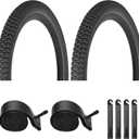 Bike Tires 12.5"/14"/16"/18"/20"x2.125" for Kids Bike, 2PCS Folding Replacement Bike Tire and 2PCS Bike Tubes 12.5/14/16/18/20 x 1.75-2.125 Inch Fits Most Kids Bikes, with 4PCS Tire Levers,White/Black