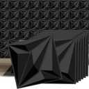 33 Pack 3D Wall Panels Peel and Stick Accent Wall Panels, 12x12'' Wall Texture Panel Designed Wall Panels for Interior Wall Decor, Wall Covering Panel for Living Room Bedroom Game Room Cover 33.Sq.Ft (Black)