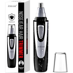 Ear and Nose Hair Trimmer Clipper - 2025 Professional Painless Eyebrow & Facial Hair Trimmer for Men Women, Battery-Operated Trimmer with IPX7 Waterproof, Dual Edge Blades for Easy Cleansing Black