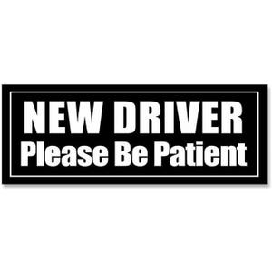 New Driver Please Be Patient Sticker  8 Inch Vinyl Car Window Decal | Safety Alert for Teens, Learner Cars, Waterproof, No Residue, New Car Driver Sticker for Bumper or Glass (Black)