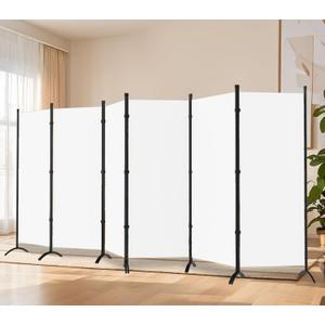 Room Divider-Folding Privacy Screens, 6 ft Partition Room Dividers Wall for Separation, Home, Office, Classroom, Studio (White, 6 Panel)