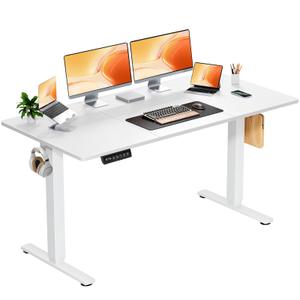 DUMOS 40 Inch Electric Standing Desk, Memory Adjustable Home Office Desk Sit Stand Up Desk for Work Home Office, Adjustable Desk, Rising Computer Table with Splice Board, Cable Management, Hook, White, Size: 40.2 inch