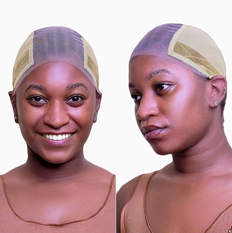Lace Wig Grip Cap for Glueless Wig 4x5 Transparent Lace Reusable Wig Caps, Wig Grip Band for Lace Front Wigs to Keep Wigs in Place, Adjustable Wig Cap with Grip Band Non Slip Cap for Women (Beige)