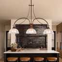 3-Light Oil Rubbed Bronze Pendant Light for Kitchen Island Farmhouse Dining Room Chandelier Over Table Adjustable Hanging Light Fixtures with Crystal Glass for Living Room Hallway Entryway