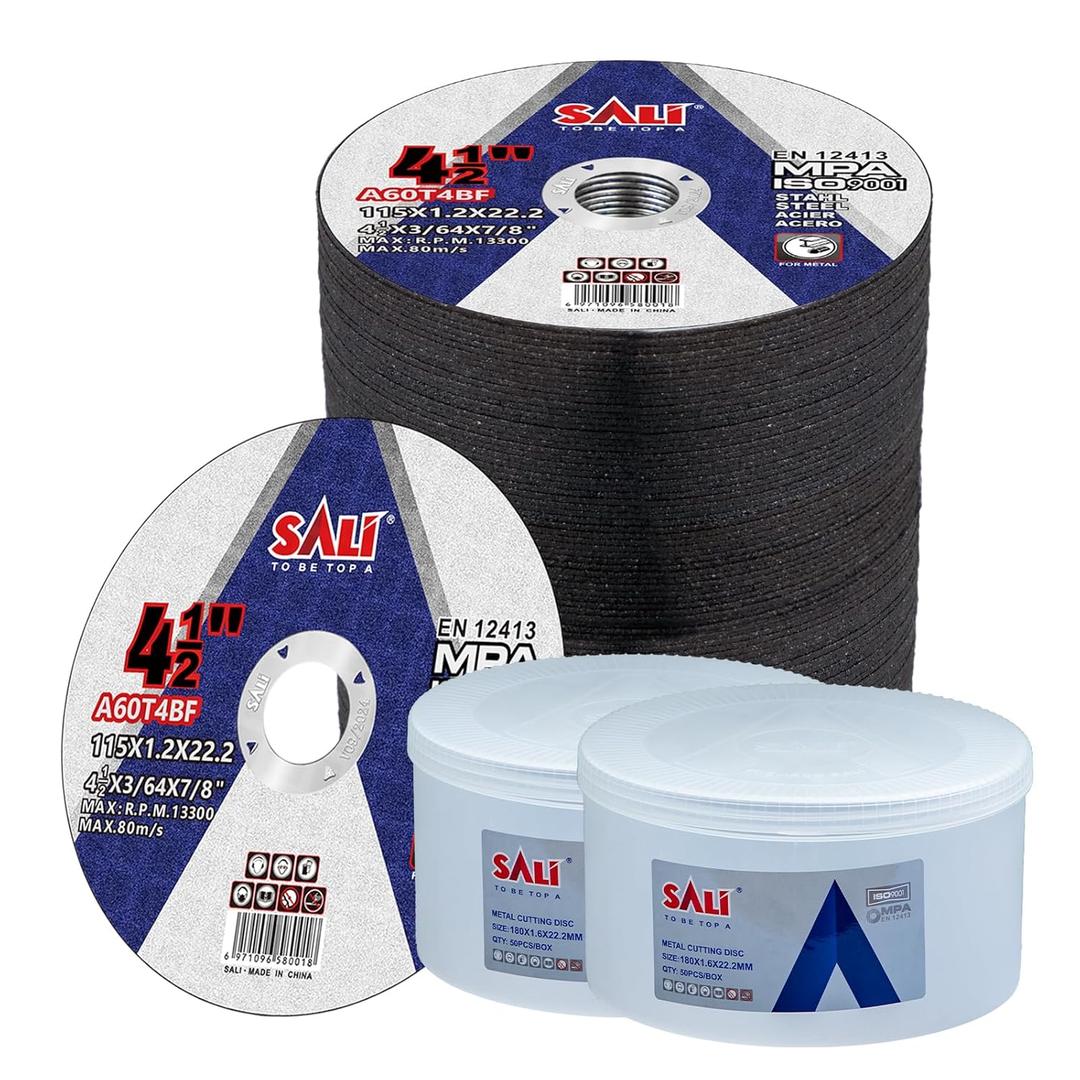 SALI 100 Pieces Cutting Disc Cut Off Wheel 4 1/2x 3/64 x 7/8" Cutting Wheels 4-1/2" Inch for Metal & Stainless Steel, Applies to 4.5 Angle Grinder Cutting Wheel Aggressive Cutting