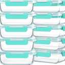 M MCIRCO 10-Pack 22 Oz Glass Meal Prep Containers with Lids - Microwave, Oven, Freezer & Dishwasher Safe - Green