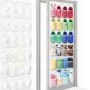 Bofoho Over The Door Shoe Organizer with 24 Crystal Clear Pockets and Metal Hooks – Heavy Duty Hanging Shoe Storage Rack for Closet, Bathroom, Dorm – Space Saving for Shoes, Accessories, Toys (White)