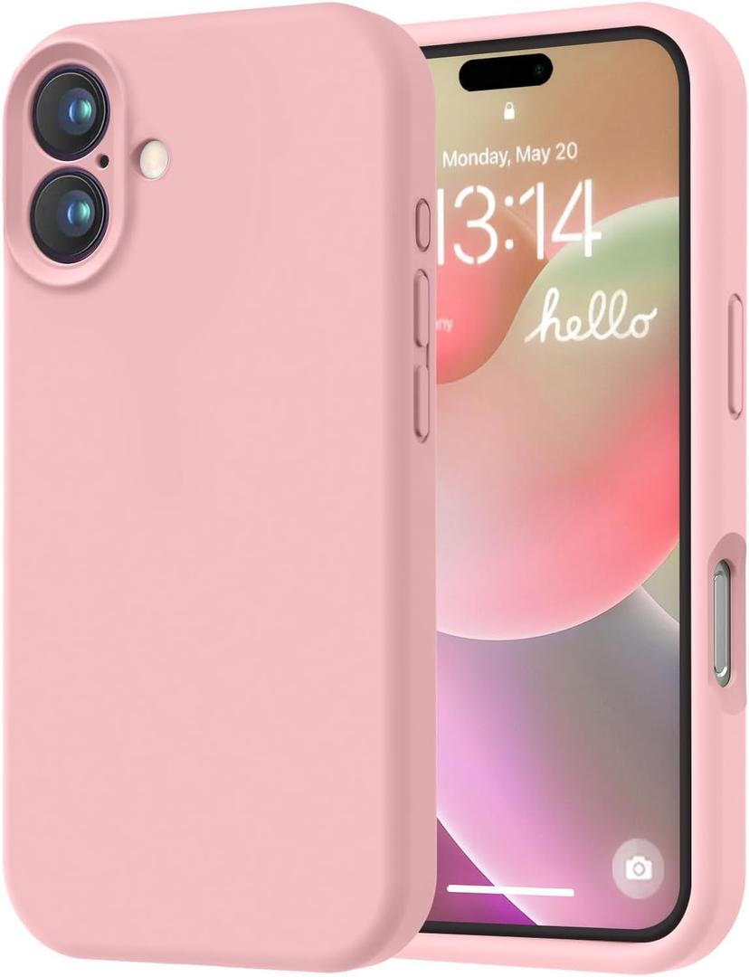 LOVE 3000 Designed for iPhone 16 Case, Premium Silicone with [Soft Anti-Scratch Microfiber Lining] Shockproof Protective Phone Case for Men Women Girls 6.1", Pink Sand