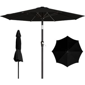 AreShark 9 FT Patio Umbrella for Outdoor, Outdoor Table Umbrella with Push Button Tilt and Crank, Outdoor Patio Umbrellas with 8 Sturdy Ribs for Market, Garden, Pool (Black)