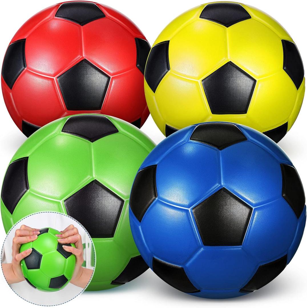 Junkin 4 Pcs Christmas Foam Soccer Balls for Kids 6'' Mini Soft Foam Soccer Ball Indoor Outdoor Recess Equipment Sport for Toddlers Beginner Practice Training Backyard