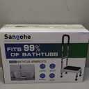 Sangohe Step Stool with Handle for Elderly, Aluminum Step Stools for Adults, Step Stool for Bed, Step Stool with Adjustable Handle and Legs, 275LBS Weight Capacity, 503A