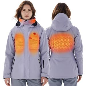 InoKraft Heated Jacket for Women with Rechargeable Battery Pack, Water-Resistant Slim Heated Coat(Included USB-C Cable) (Medium, Purple)