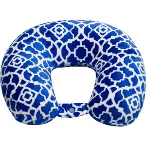 Adult Cozy Soft Microfiber Neck Pillow for Travel  Compact, Machine Washable - Perfect for Airplane, Car, or Home Use - Filled and Finished in the USA  Blue Trellis