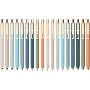 Linbsunne Gel Pens Black Ink Pens for Office 0.5mm Fine Point Pen Smooth Writing Retractable (Metal gold clip-18 pcs)