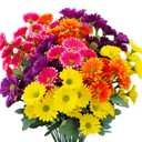 Mutcolor 8 Bundles Artificial Silk Daisy Flower Fake Outdoor Bouquet Artificial Bulk Bouquet UV Protection for Garden Front Porch Planter Home Indoor Table Top Vase Decoration (Multi-Color)