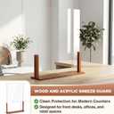 Cinnvoice Wood Acrylic Sneeze Guard for Counter with Passthrough, 24" x 16" Freestanding Desk Divider for Cashier, Office, Restaurant & Reception, Protective Shield Barrier with Transaction Window