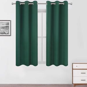 LEMOMO Dark Green Bedroom Blackout Curtains/38 x 54 Inch Long/Set of 2 Curtain Panels/Thermal Insulated Room Darkening Curtains for Bedroom