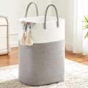 Laundry Basket, Woven Cotton Rope Laundry Hamper, Versatile Storage for Dirty Clothes, Baby Toys, and Blankets in Bathroom, Nursery, and Living Room (Grey, 60L)