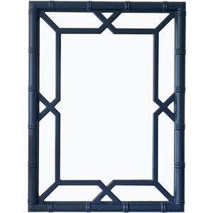 Bamboo-Look Solid Wood Window Pane Mirror 23" X 31" - Blue