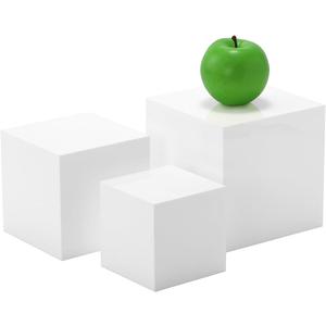 Glossy White Acrylic Cubes Display Nesting Risers,for displays and photography,displaying jewelry, cosmetics, figures,for retail counter,exhibition, Set of 3(4",5",6" cubes) (Glossy White)