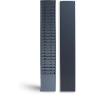 Employee Time Card Rack, 25-Slot Wall Mount Metal Holder, Fits Standard 3.54.5 Cards, Numbered Pockets, 30 Tall Gray-Blue for Office, Warehouse, Factory Attendance Tracking