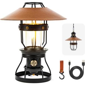 Metal LED Ambient Camping Lantern, 2 in 1 Newest Hanging Standing Camping Lamp, 3500mAh Rechargeable Retro Lantern, Dimmable Ambient Table Lamp with Leather Lampshade for Courtyard Outdoor Decoration Metal LED Ambient Camping Lantern, 2 in 1 Newest Hanging Standing Camping Lamp, 3500mAh Rechargeable Retro Lantern, Dimmable Ambient Table Lamp with Leather Lampshade for Courtyard Outdoor Decoration