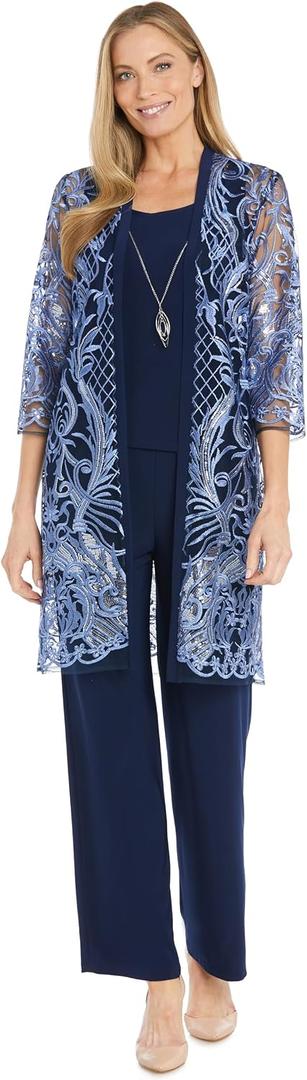 R&M Richards Women's Threaded Charm Sequin Set, Color: Periwinkle/Navy, Size: 8