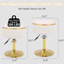 Adjustable Vanity Stool with Storage, 360 Swivel Makeup Stool Chair Small Velvet Round Ottoman with Gold Base for Bedroom (Beige), 23.6 inches x 13.1 inches