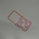 UEEBAI Wave Butterfly Case for Samsung Galaxy Z Flip 7 5G Case, Pretty Bling Star Butterfly Cute Shiny Glitter Phone Cover for Girls Bling Clear Cover Curly Shockproof Girly - Pink