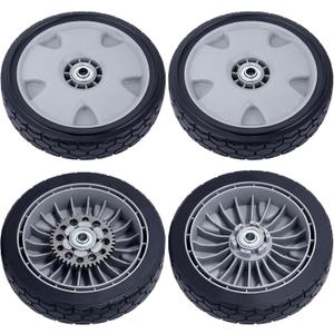 CheeMuii 4 Pcs 9" HRX217 Lawn Mower Wheels Kit 2 Rear Wheels Replace for 42710-VH7-010ZA and 2 Front Wheels Replace for 44710-VH7-010ZA Fit for Honda HRX217 HRR216 Lawnmowers