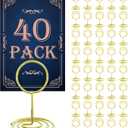 40PCS Table Number Holders, Place Cards Holder, Mini Food Labels Menu Holder, Photo Holders, Idea For Centerpieces, Wedding, Birthday, Party Decoration (Gold) (kt-009)
