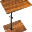 Solid Wood Acacia Wood Couch Table,360 Swivel Height Adjustable C Table with Phone & Tablet Slot,TV Trays for Eating on Couch, Bedroom or Livingroom, Oblong