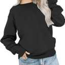 Bingerlily Girls Casual Long Sleeve Sweatshirt Crew Neck Cute Pullover Relaxed Fit Tops (9 Years, Black)