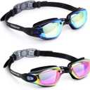 Adult Swim Goggles 2 Pack Anti Fog Swimming Goggles, No Leaking UV Protection Pool Goggles for Men Women Youth