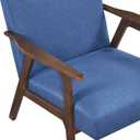 Lexicon Mid Century Modern Accent Chair, Upholstered Lounge Armchair, Single Sofa Seat, Brown Finish Solid Wood Framed Comfy Side Chairs for Living Room/Bedroom/Office/Waiting Area, Blue