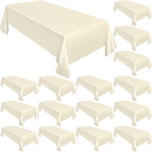 Moukeren 18 Pack Rectangle Tablecloths 58 x 102 Inch Table Cloth Reusable Washable Polyester Table Clothes Bulk for 6 ft Tables for Wedding, Party, Restaurant (Ivory White)