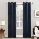 Sun Zero Easton Energy Saving Blackout Grommet Curtain Panel, 40" x 108", Navy Blue