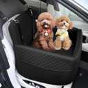 Dog Car Seat for Small & Medium Dogs Under 35lbs, Detachable & Washable Pet Car Seat, Interior Height 6 Inches Pet Travel Bed with Storage Pockets and 2 Dog Safety Belts (Black)