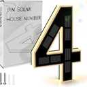 ISUNMEA 9 Inch Solar Lighted House Numbers for Outside, Light Up Waterproof LED Address Numbers Signs for Houses, Large Personalized Illuminated Exterior Modern House Numbers Light (4-Black, 9IN)