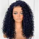 MITIMES Dark Blue Wear And Go Glueless Wig Pre-Plucked Synthetic HD Lace Frontal Wig 13x6 Afro Wig Kinky Curly With Layer